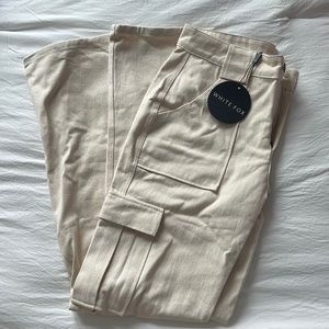 White Fox Boutique Cream Cargo Pants (Never Worn)